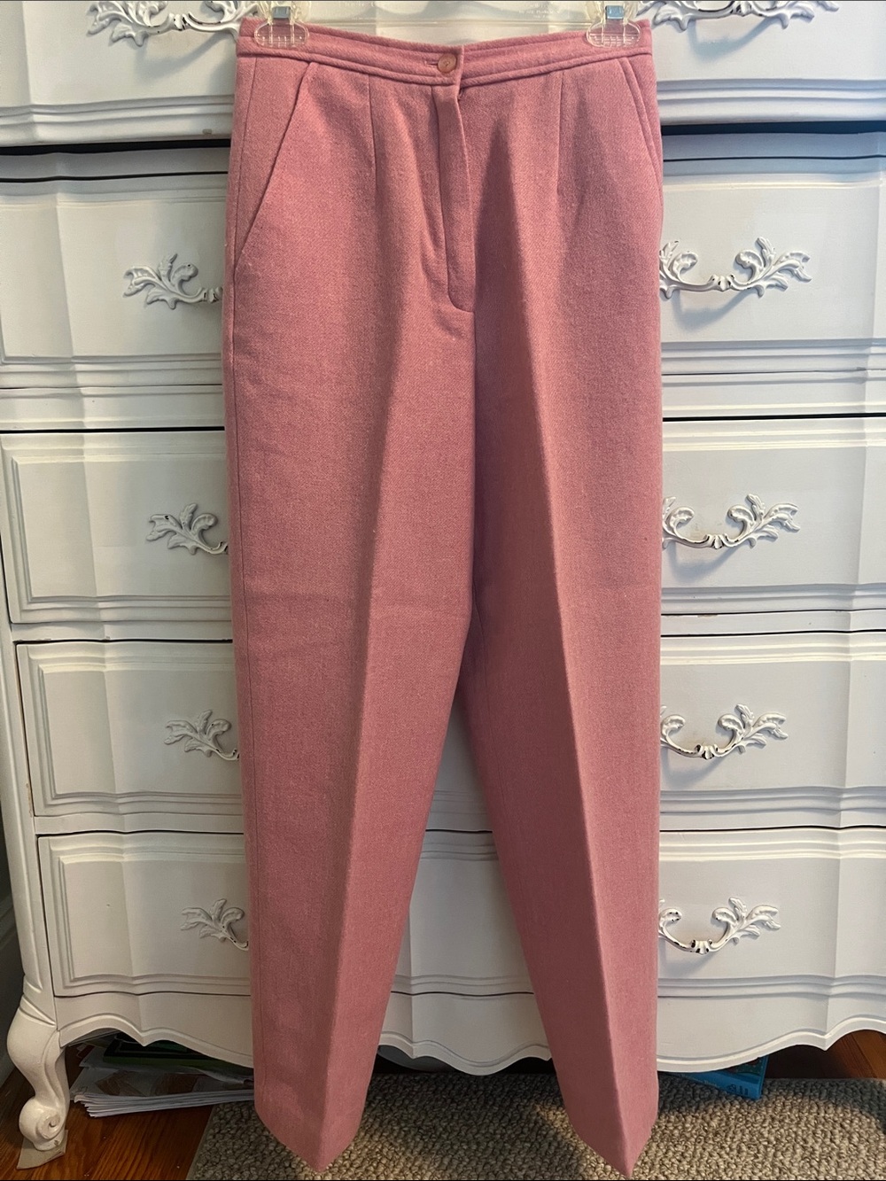 Vintage Pink 100% Petite Wool Trousers